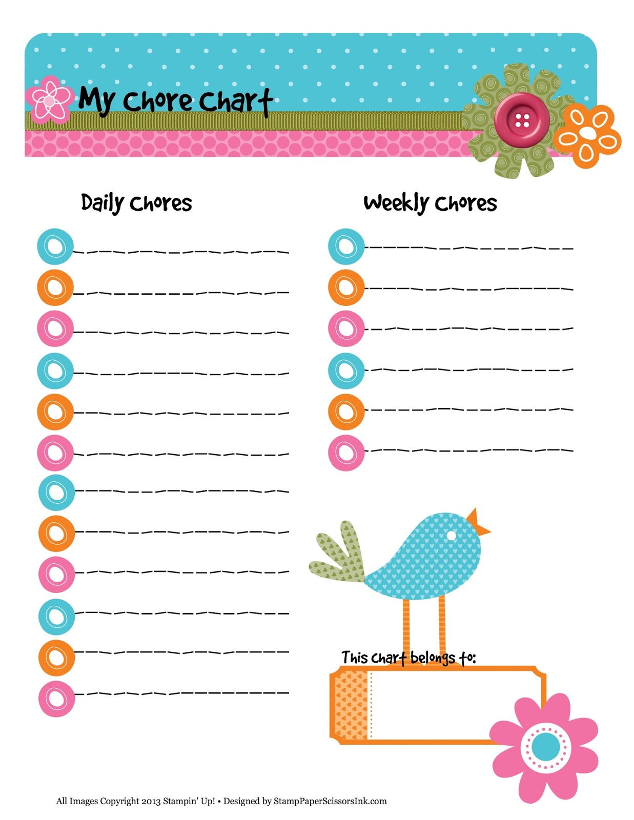 Printable Daily Chore Chart