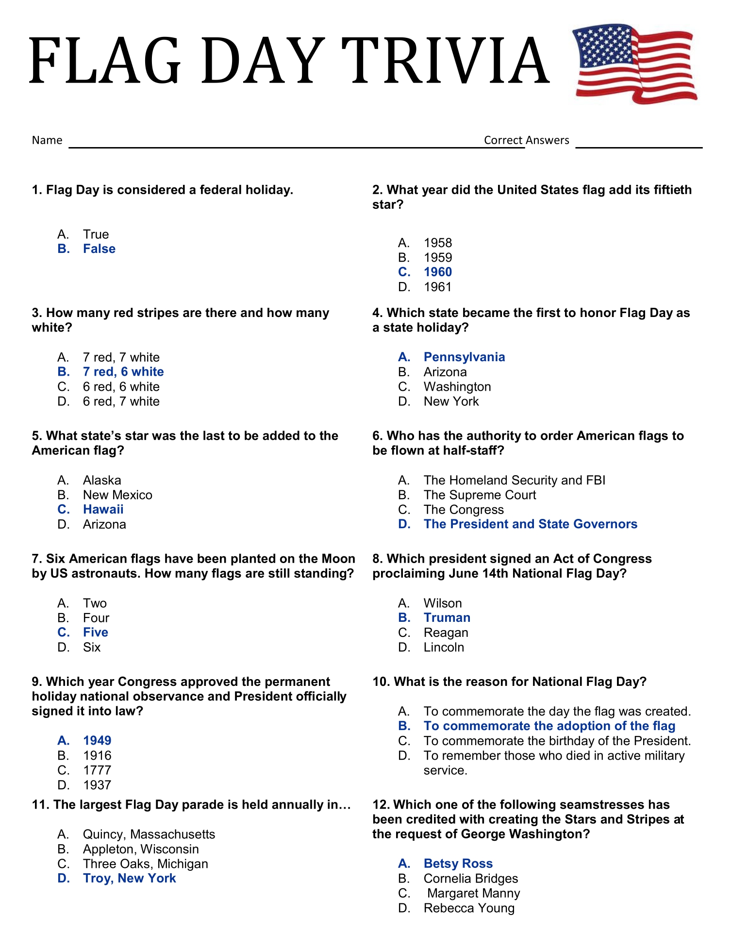 10 Best Fourth Of July Trivia Printable PDF For Free At Printablee