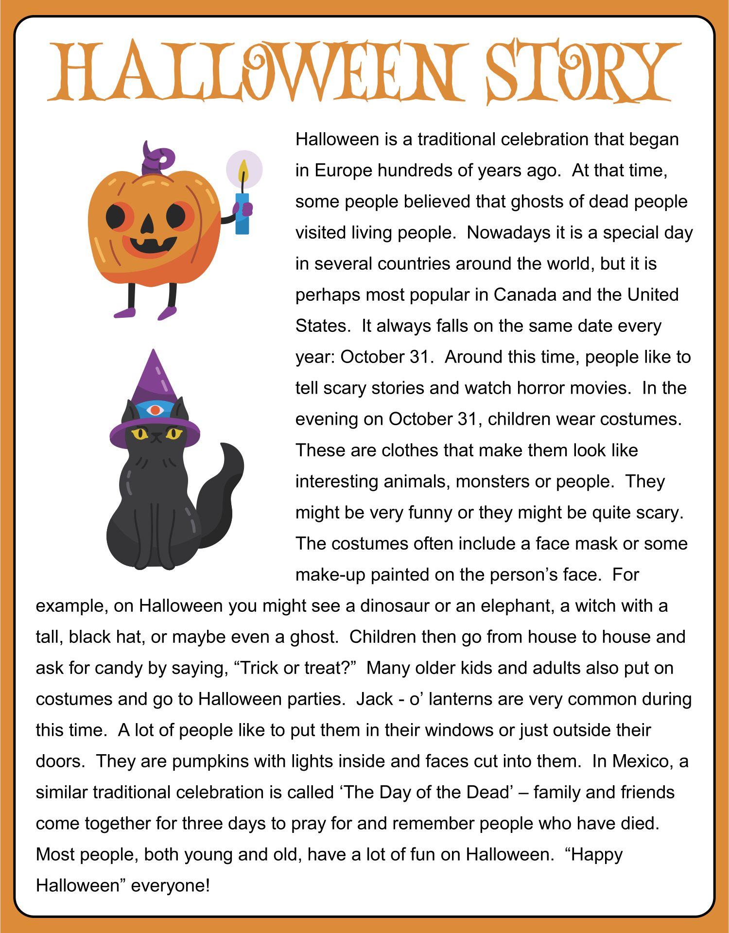 Halloween Worksheets And Stories 15 Free PDF Printables Printablee