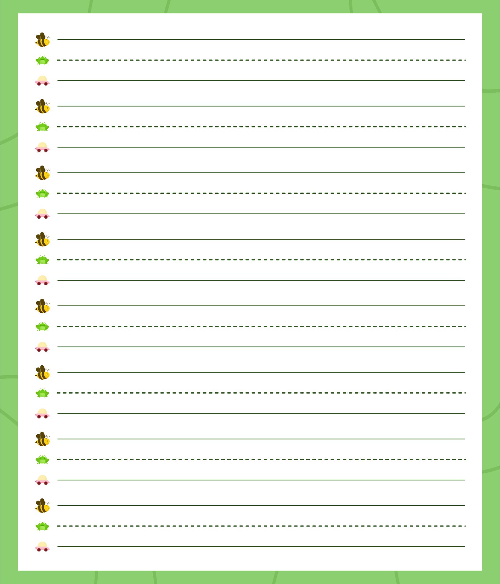 Kindergarten Writing Template Pdf