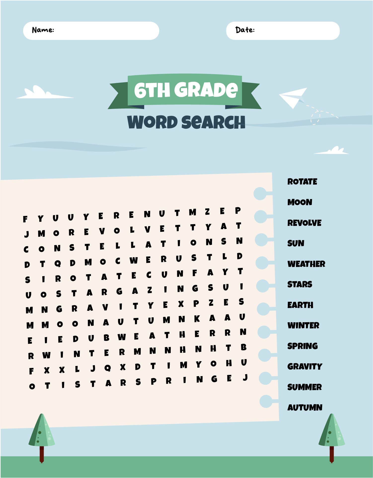 5th Grade Word Search Puzzles Printable