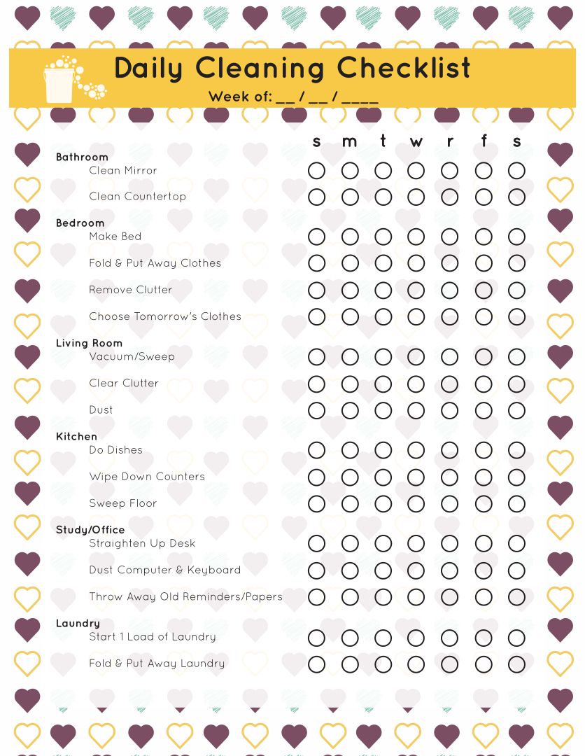 Daily Cleaning Checklist Printable