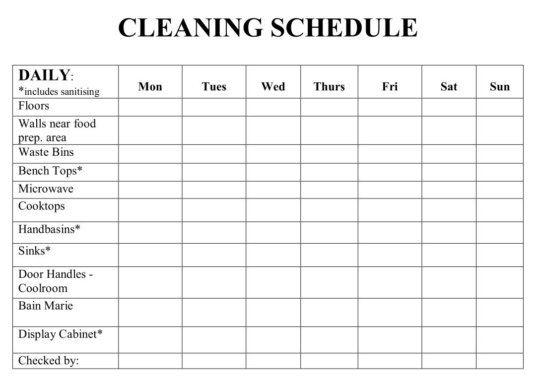 house cleaning schedule daily weekly monthly pdf