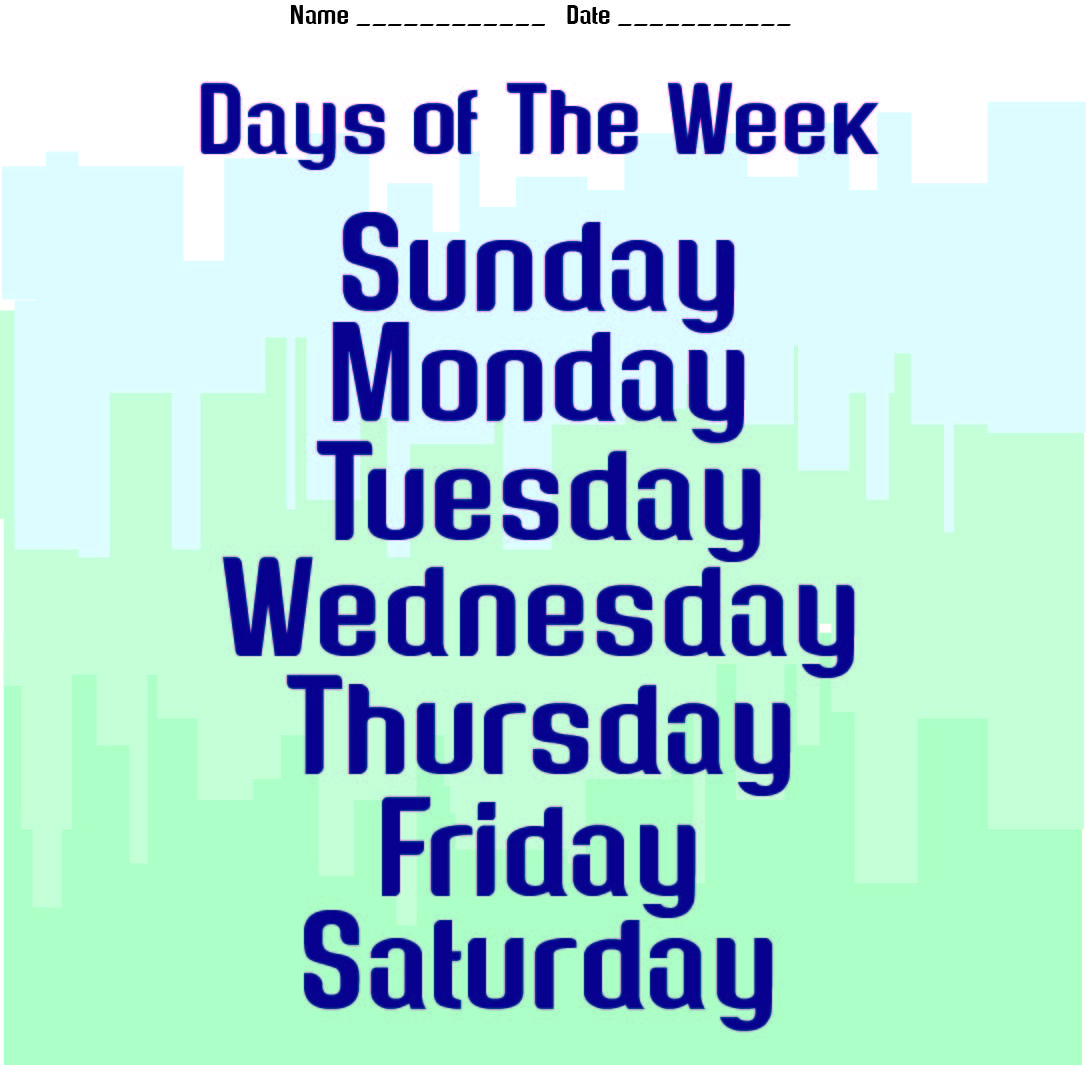 Days Of The Week Chart - 10 Free PDF Printables | Printablee