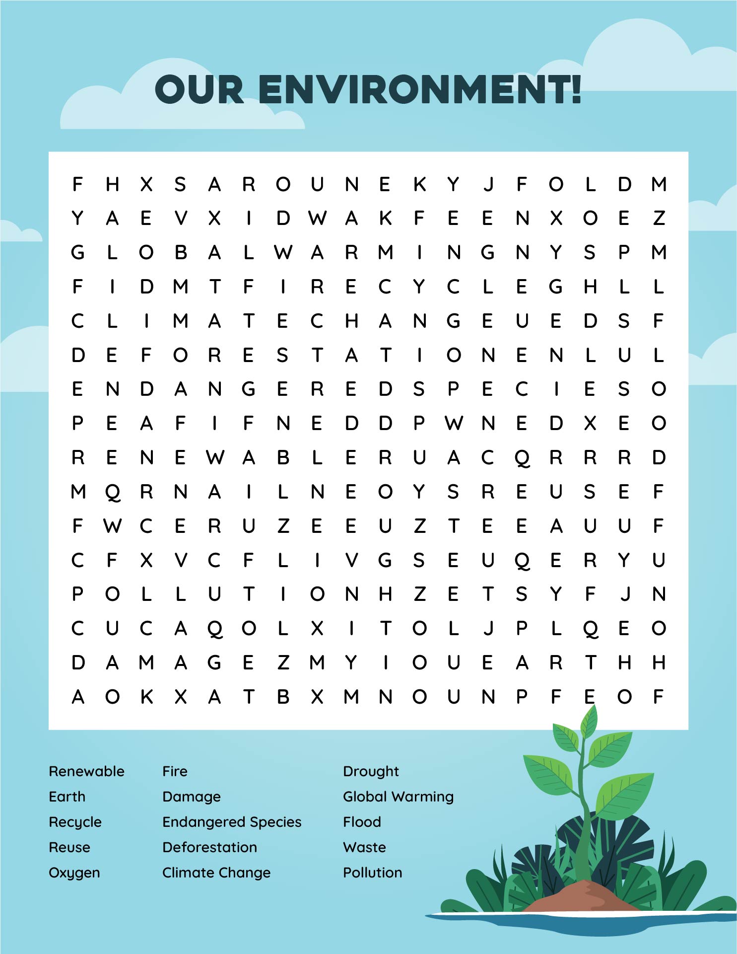 Environmental Health Word Search Printables