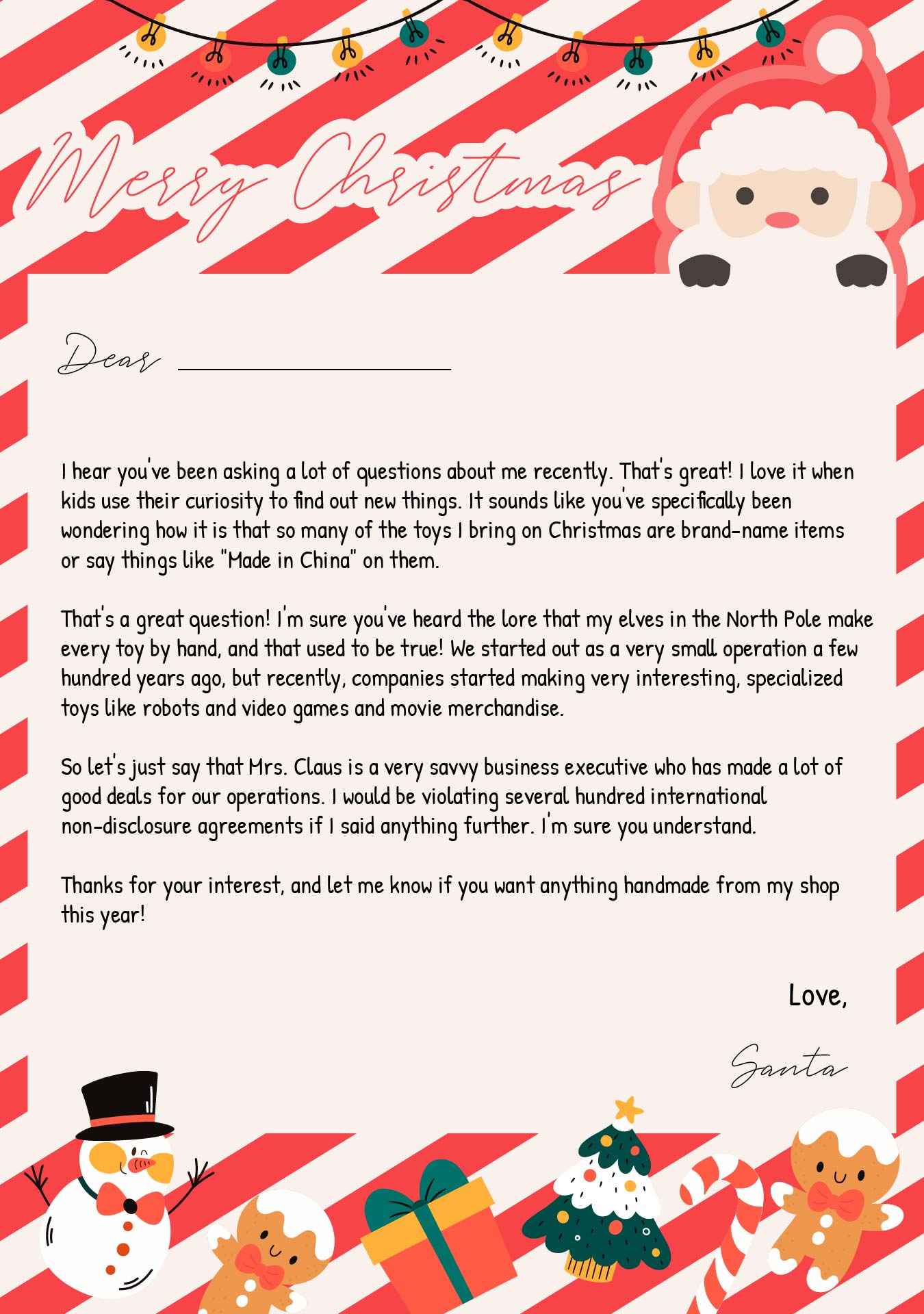 Letters From Santa Christmas Printable