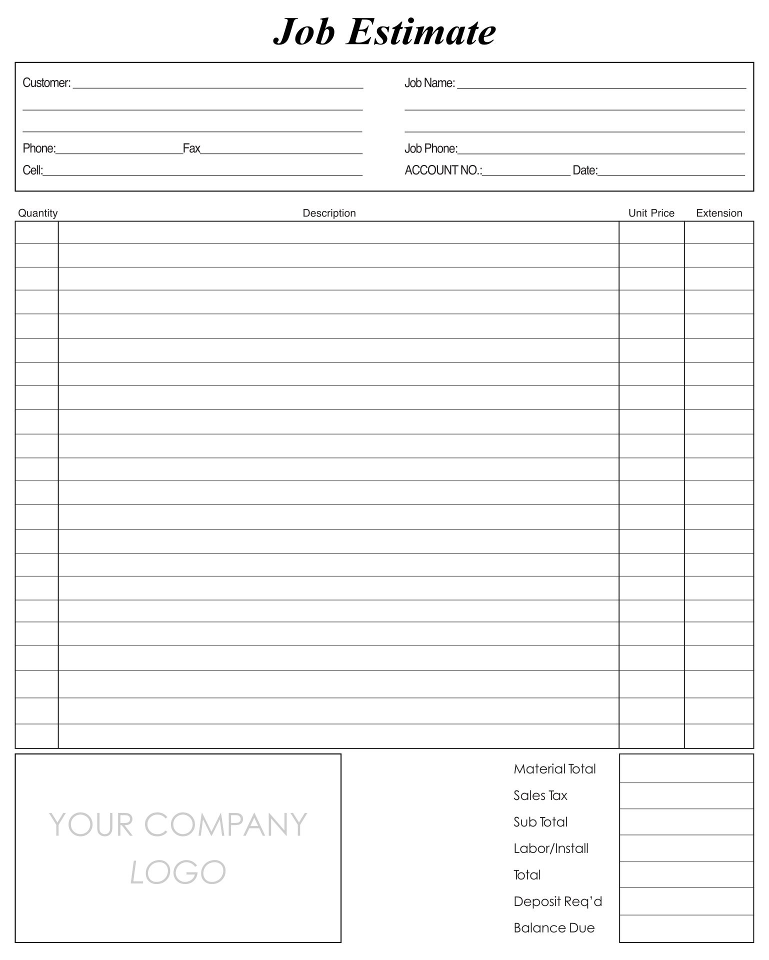 free roof proposal form