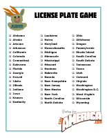 Printable License Plate Game