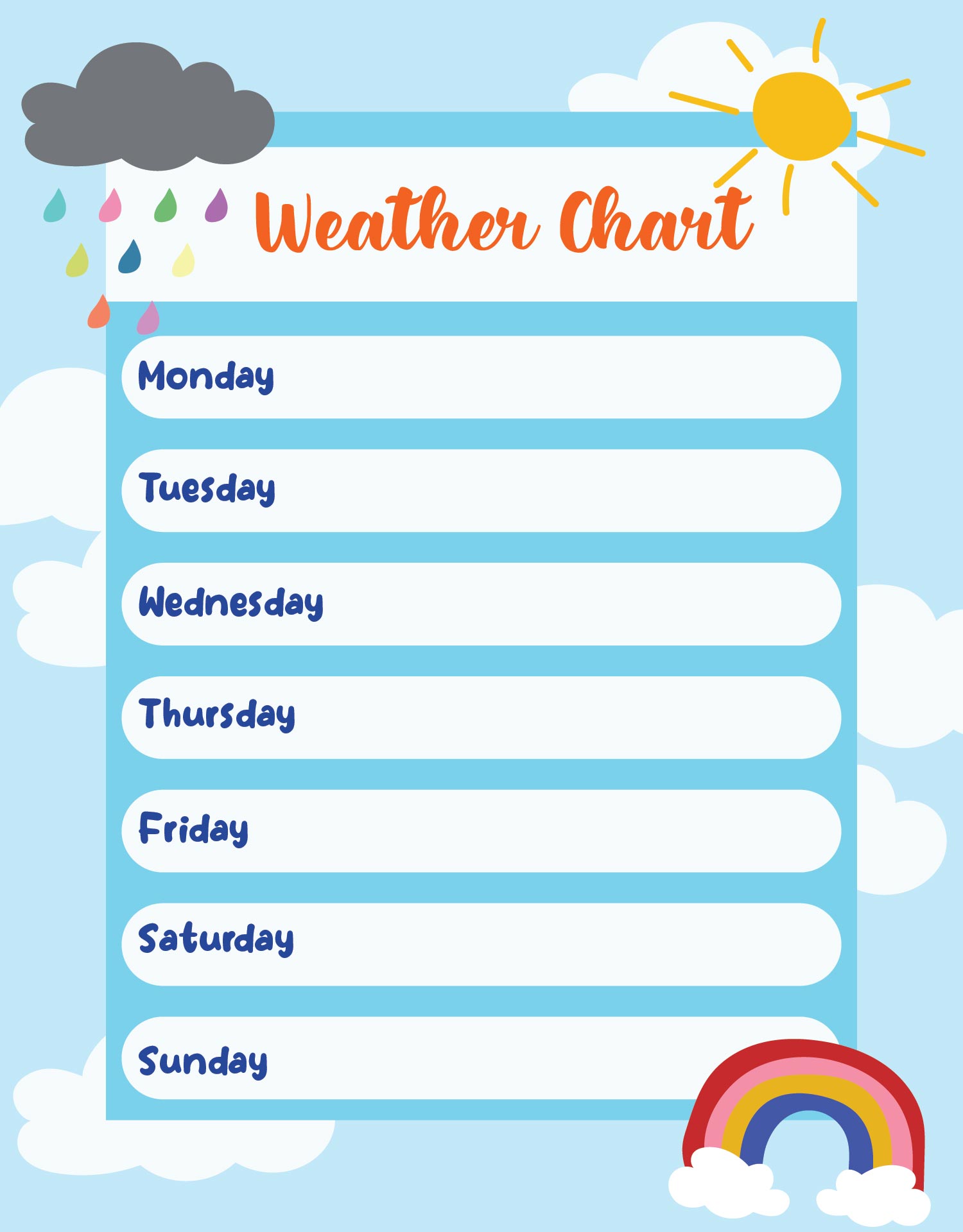 10 Best Printable Weather Chart For Kindergarten EA9