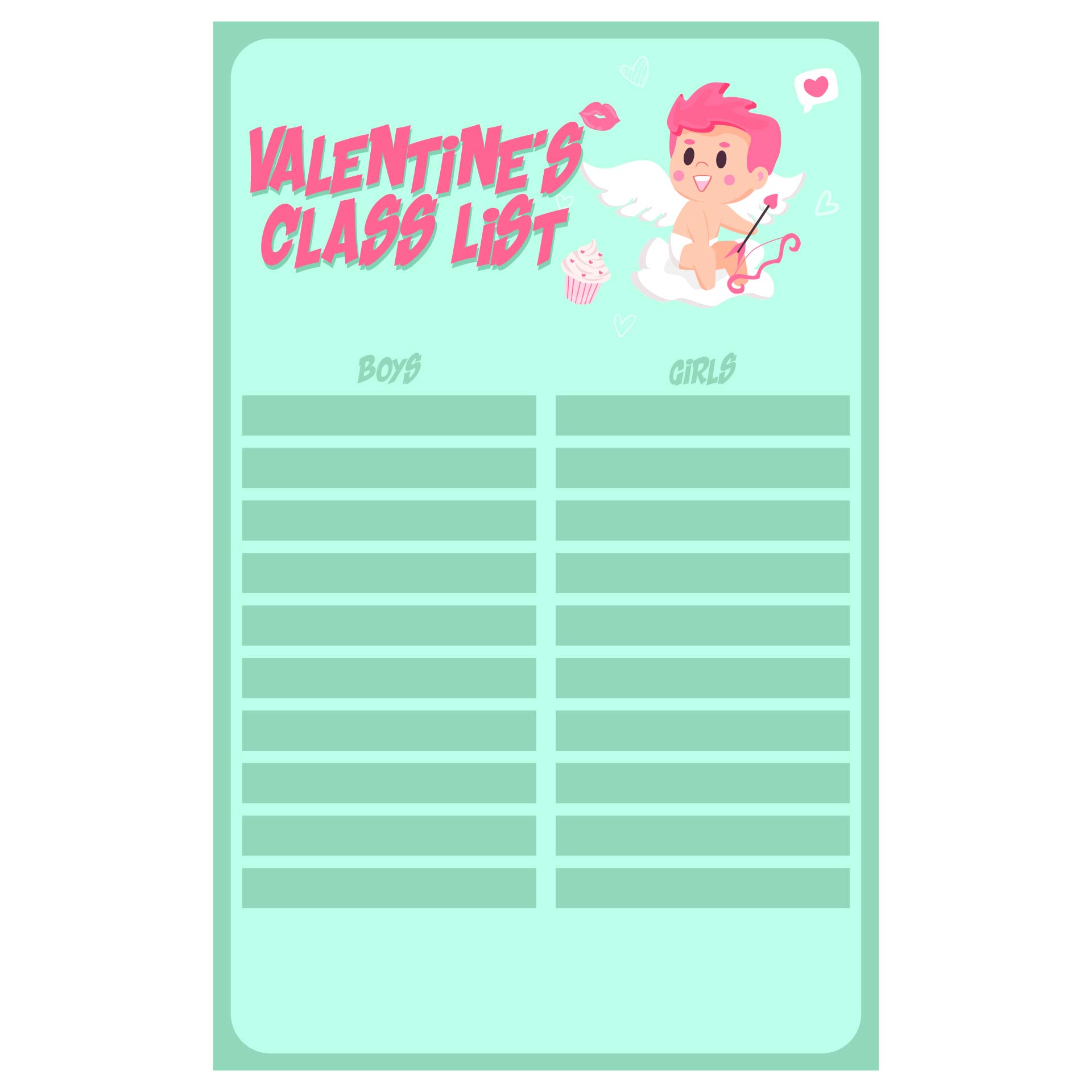 Valentine S Day Class List Valentine Class List Template Explore Our Collection Of