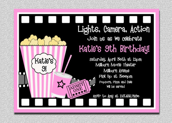 Movie Night Birthday Invitations