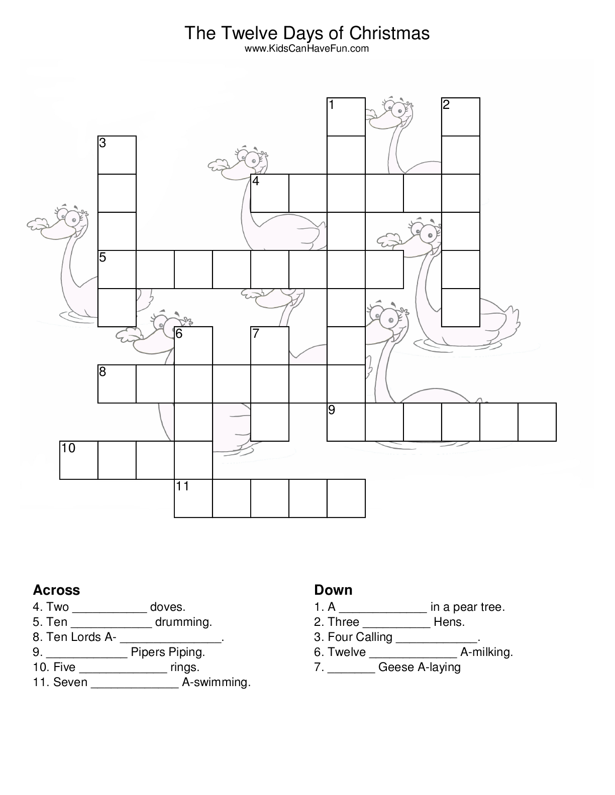 Printable Kids Crossword Puzzles