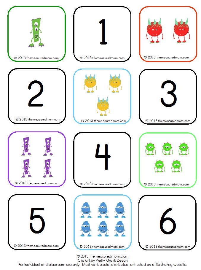 Printable Memory Game Cards Numbers