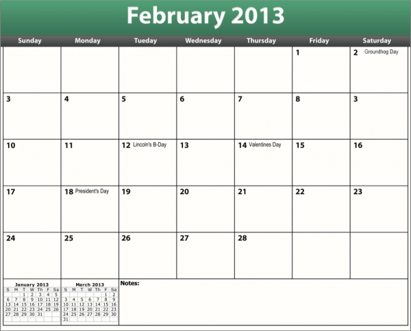 2013 Printable Calendars Templates PDF