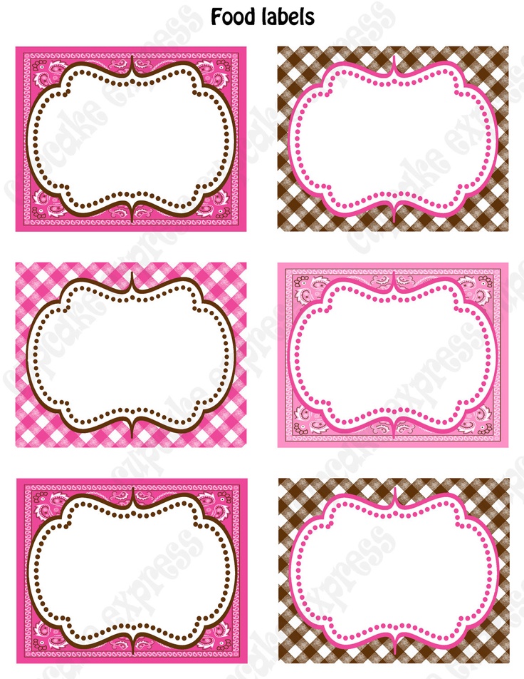 Cowgirl Party Printables Food Labels