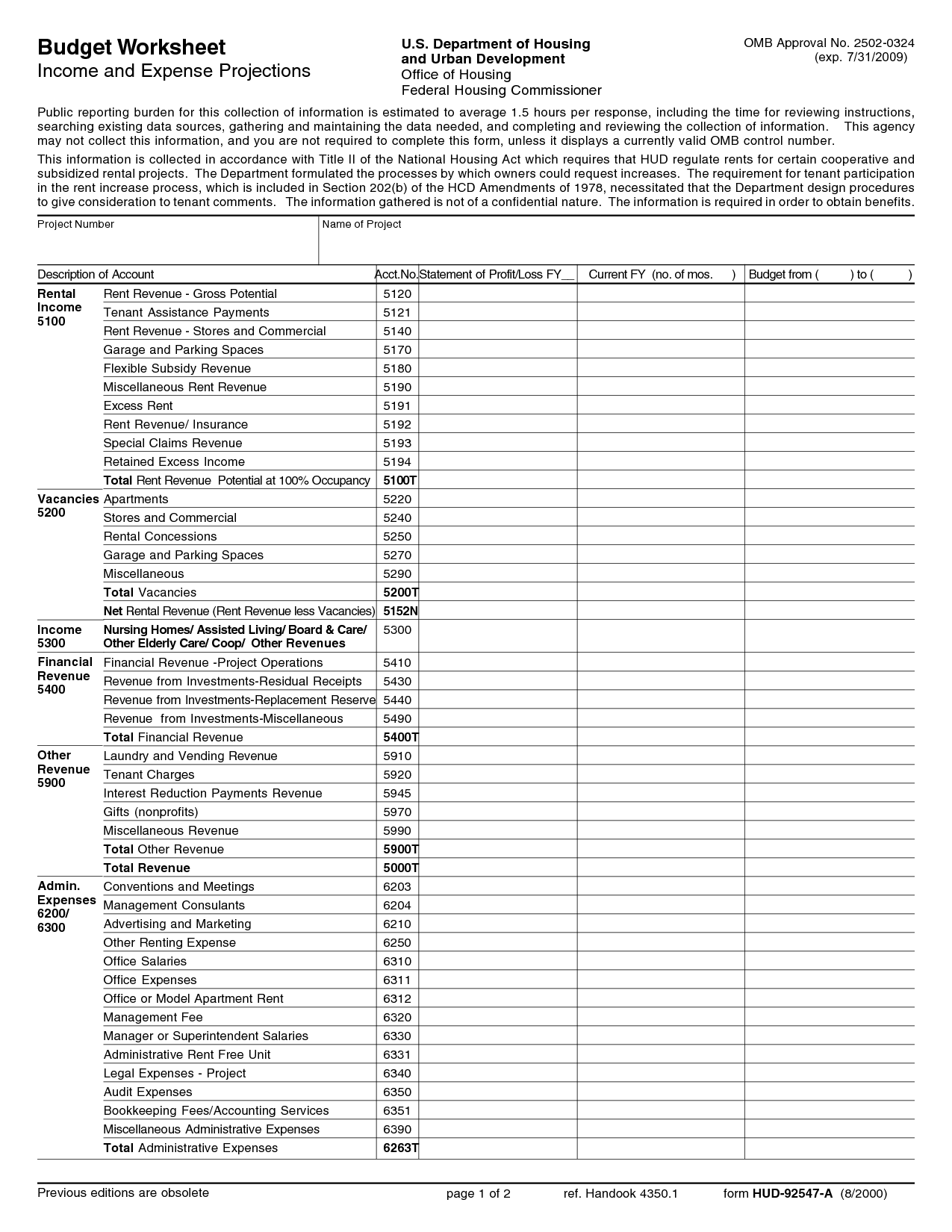 Printable Budget Worksheets