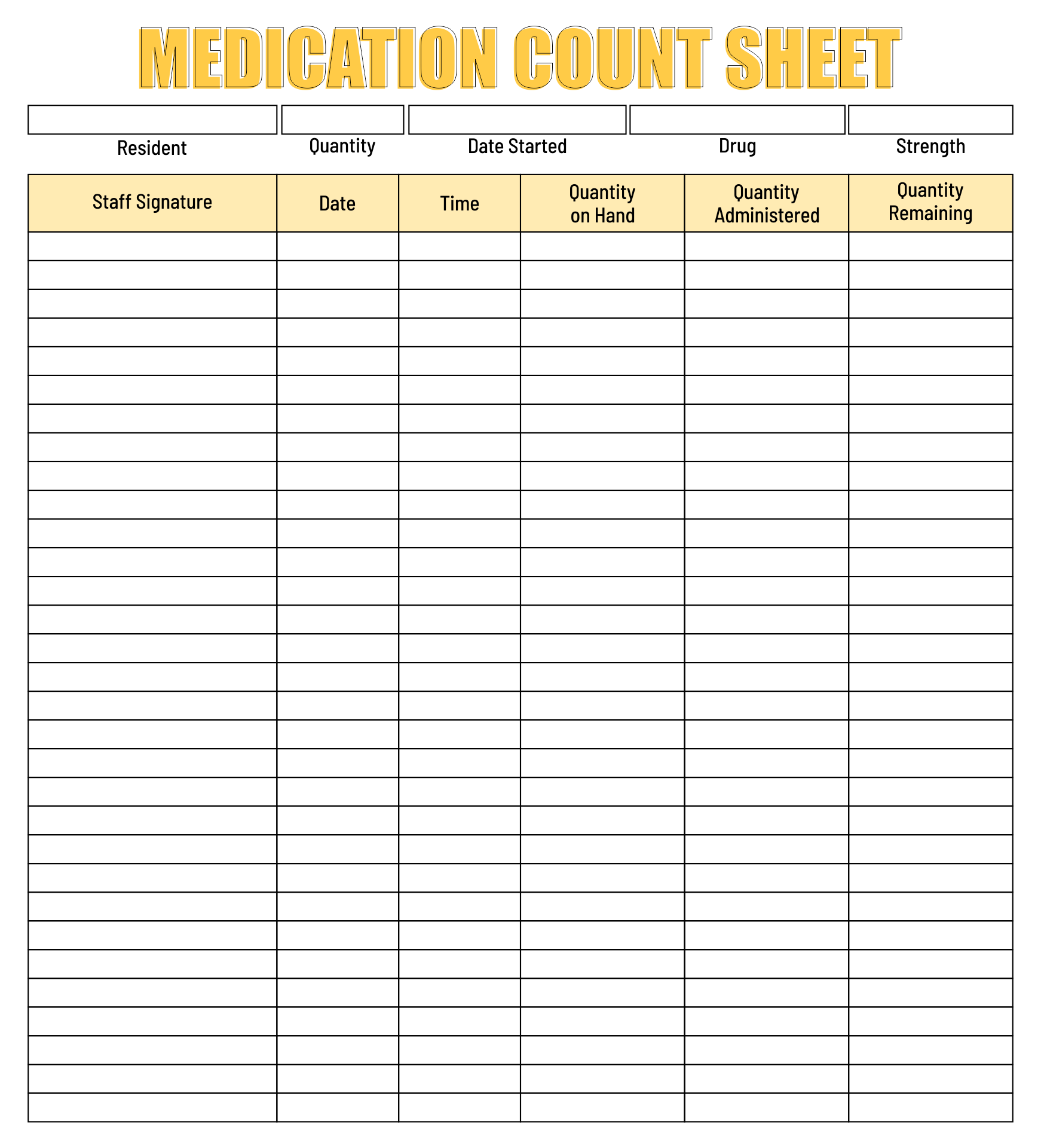 Sample Medication Sign Out Sheet