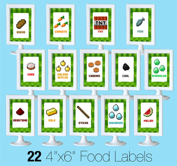 Minecraft Printable Food Labels