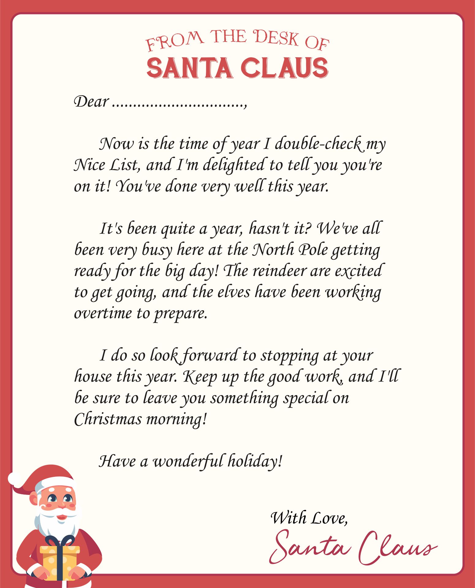 Christmas Santa Letter - 10 Free PDF Printables | Printablee