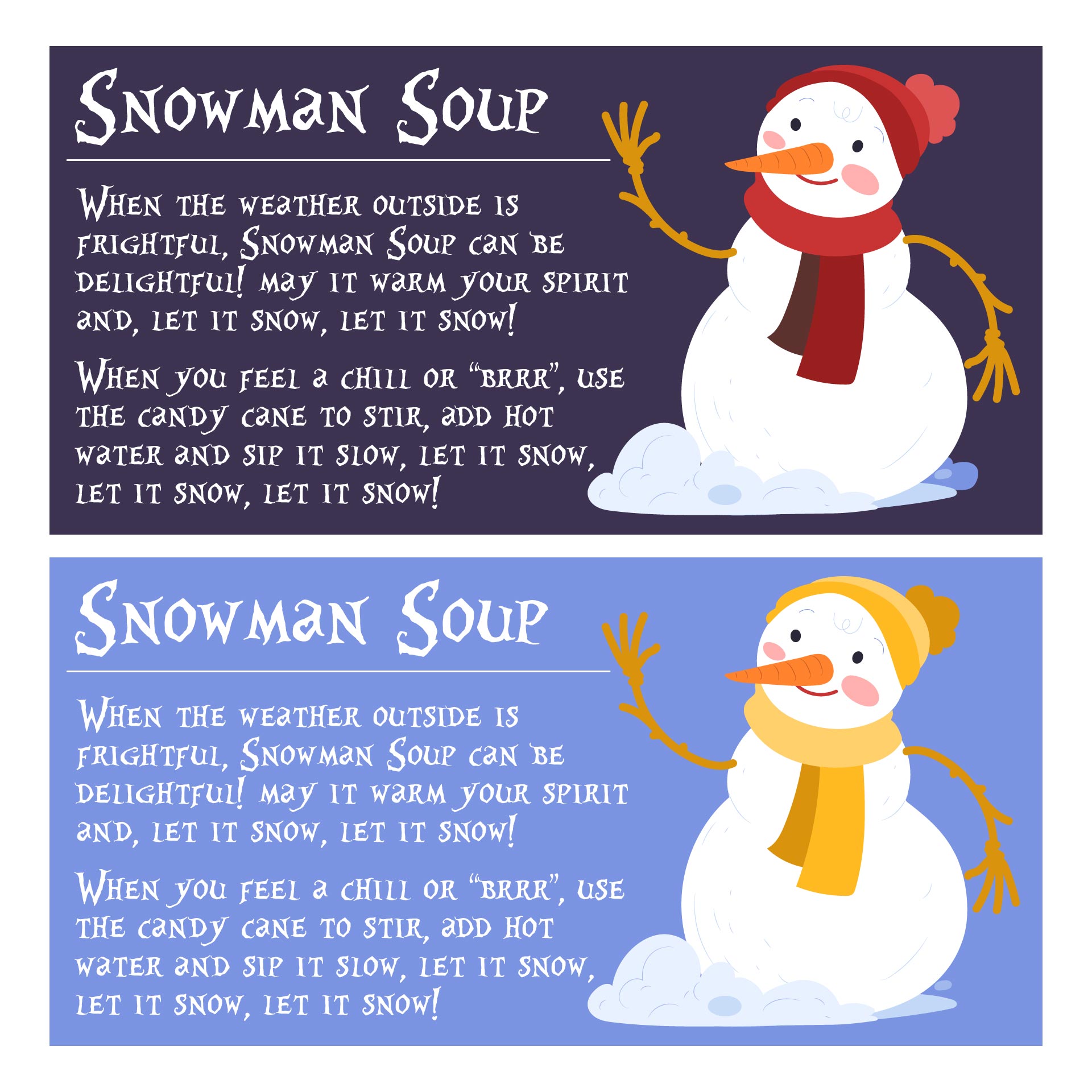 Snowman Soup Printable Tags