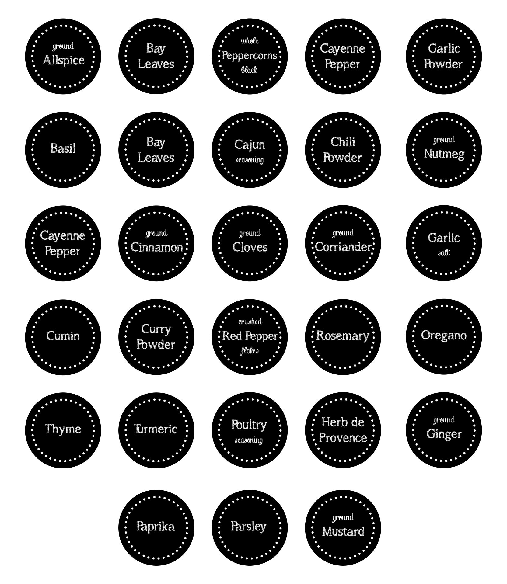 Template Free Downloadable Spice Labels Printable Free