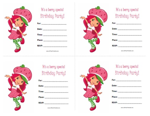 Strawberry Shortcake Birthday Invitations Printable Free