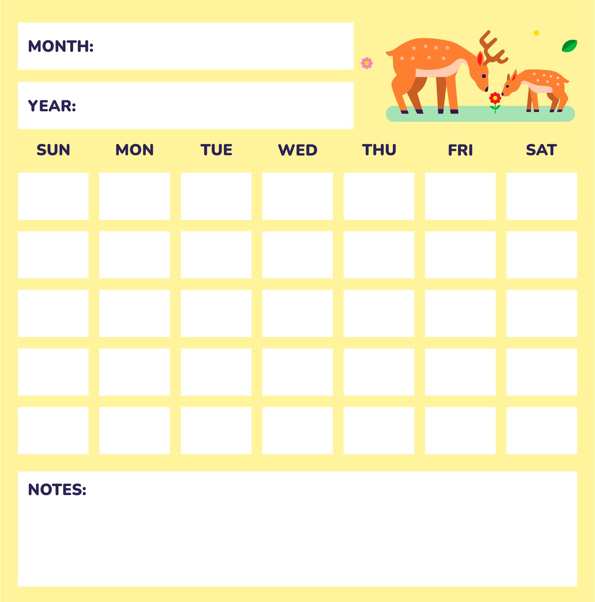 30-Day Blank Calendar Printable