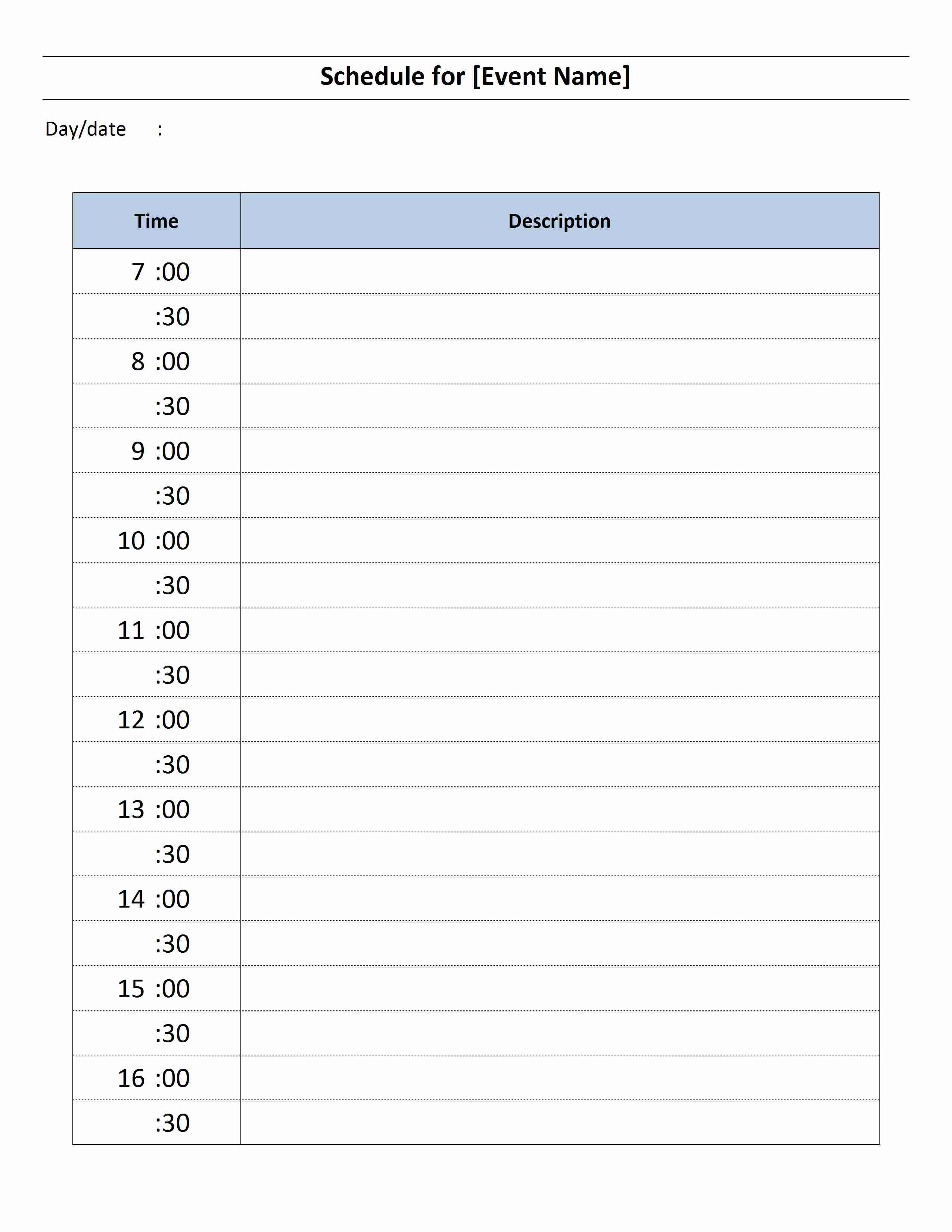 Daily Schedule Template