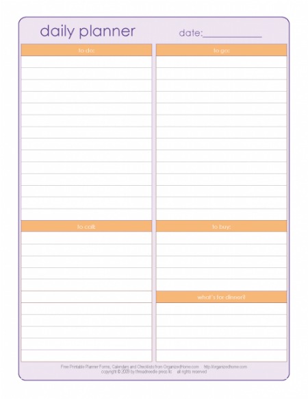 Printable Daily Planner Page Template