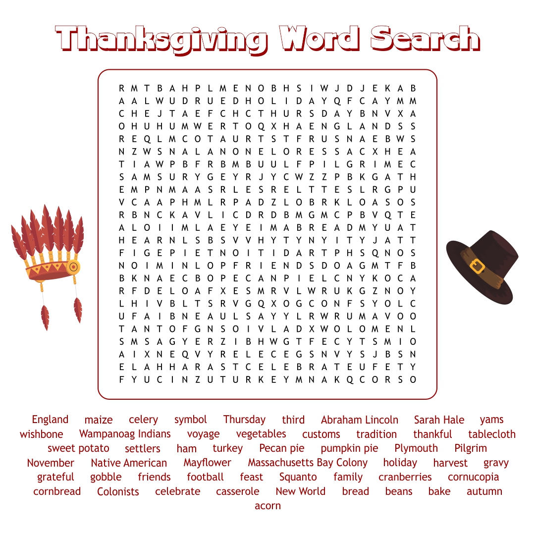 6 Best Thanksgiving History Word Search Printable Printablee