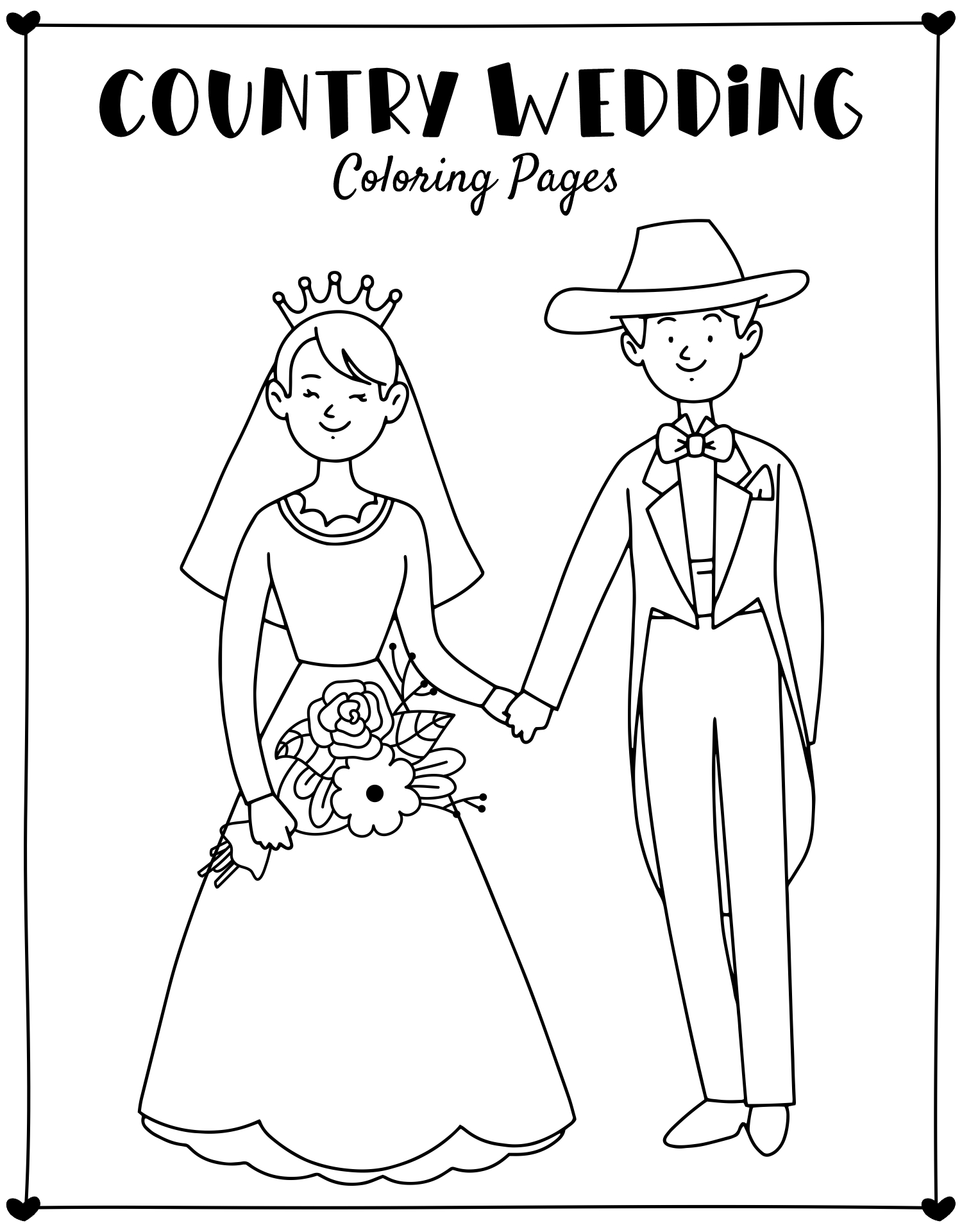 Coloring Printable Template Country Wedding