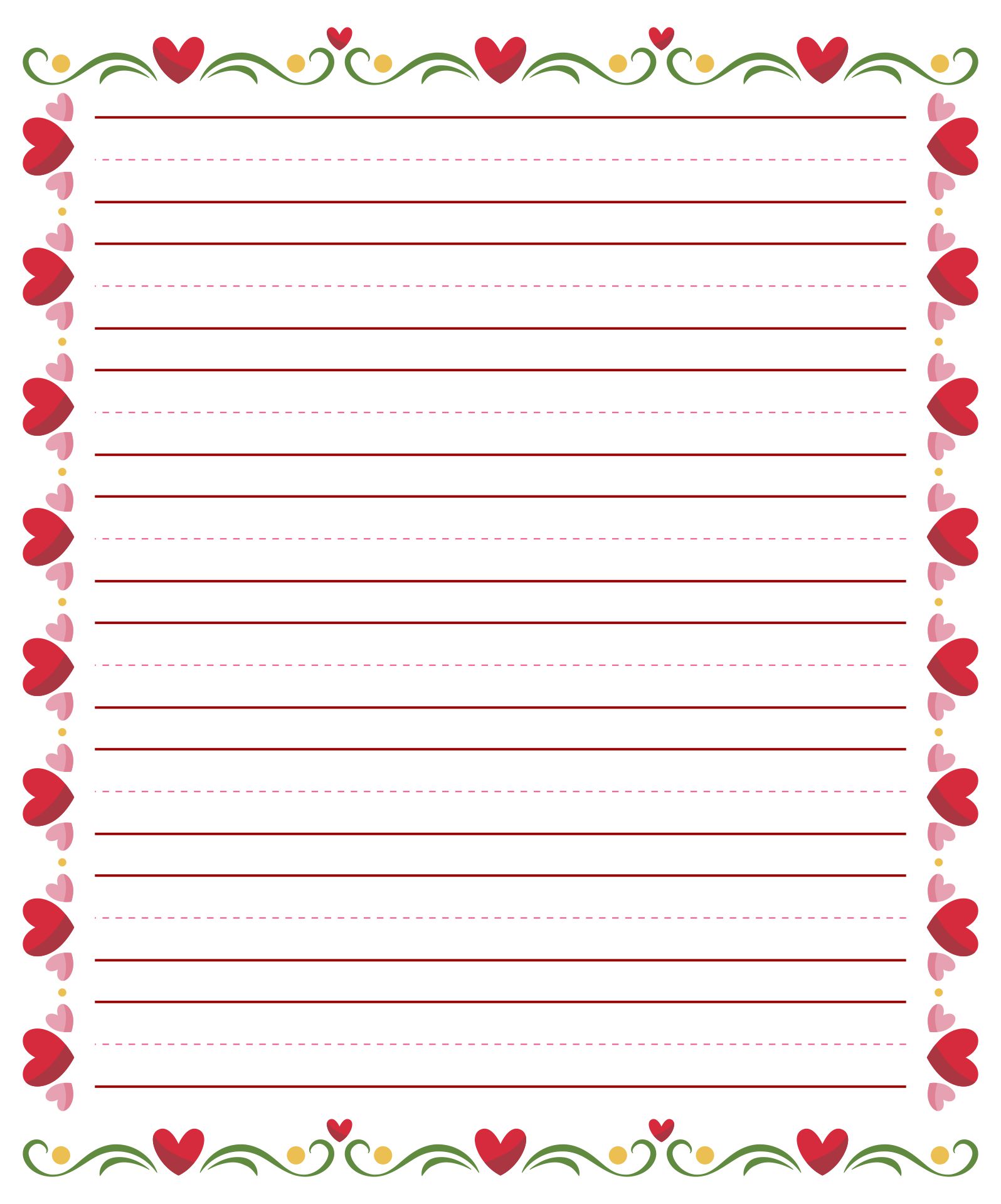 Lined Paper Printable With Border - Printable World Holiday