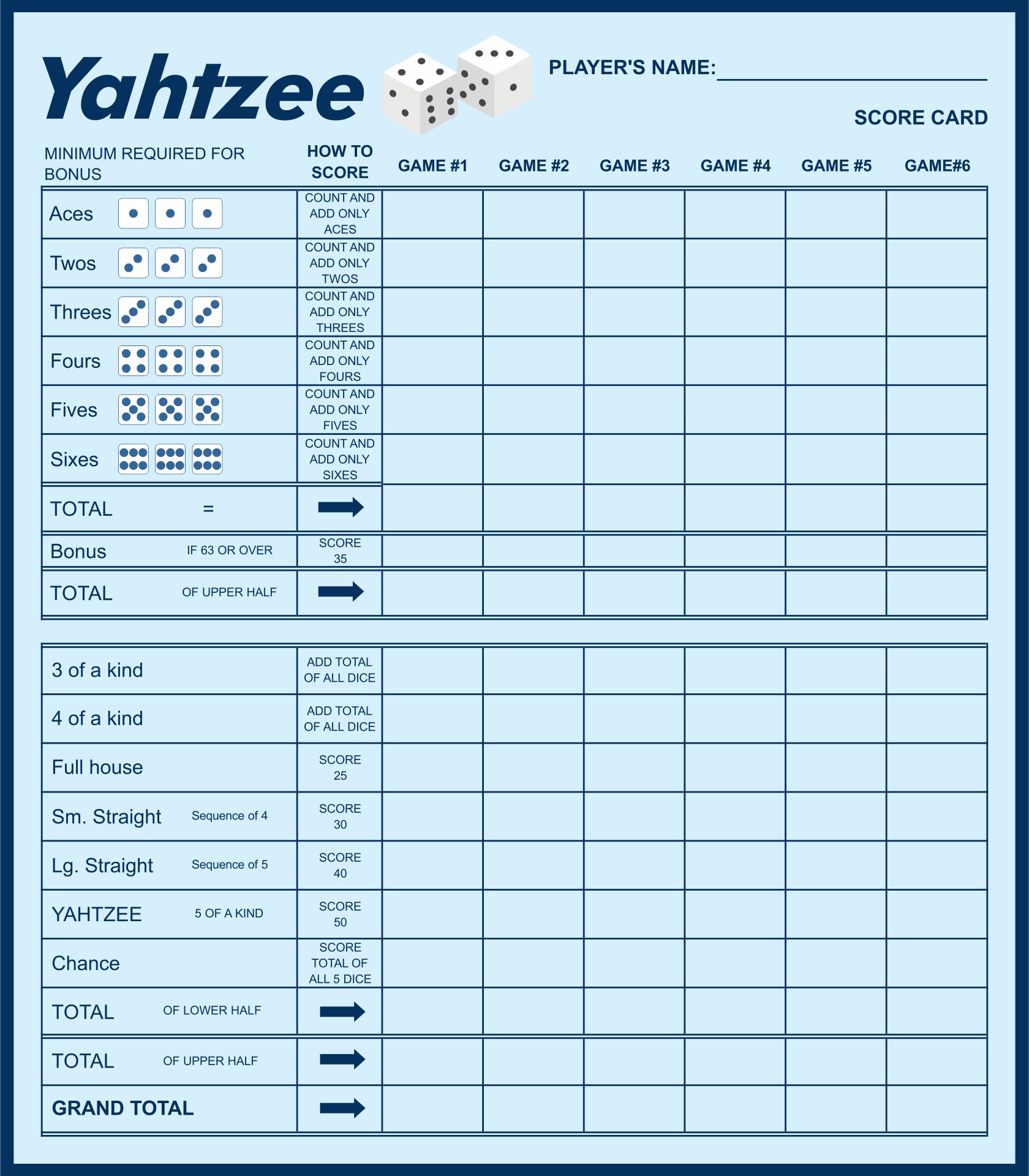 Yahtzee Score Sheets 10 Free PDF Printables Printablee