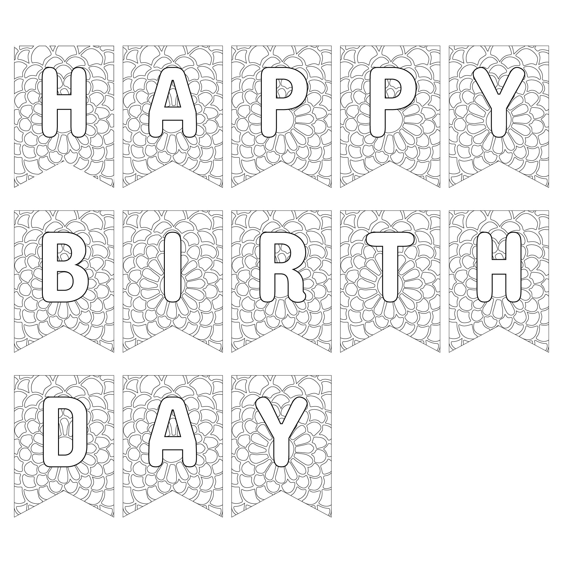 Happy Birthday Banners Printable Outline
