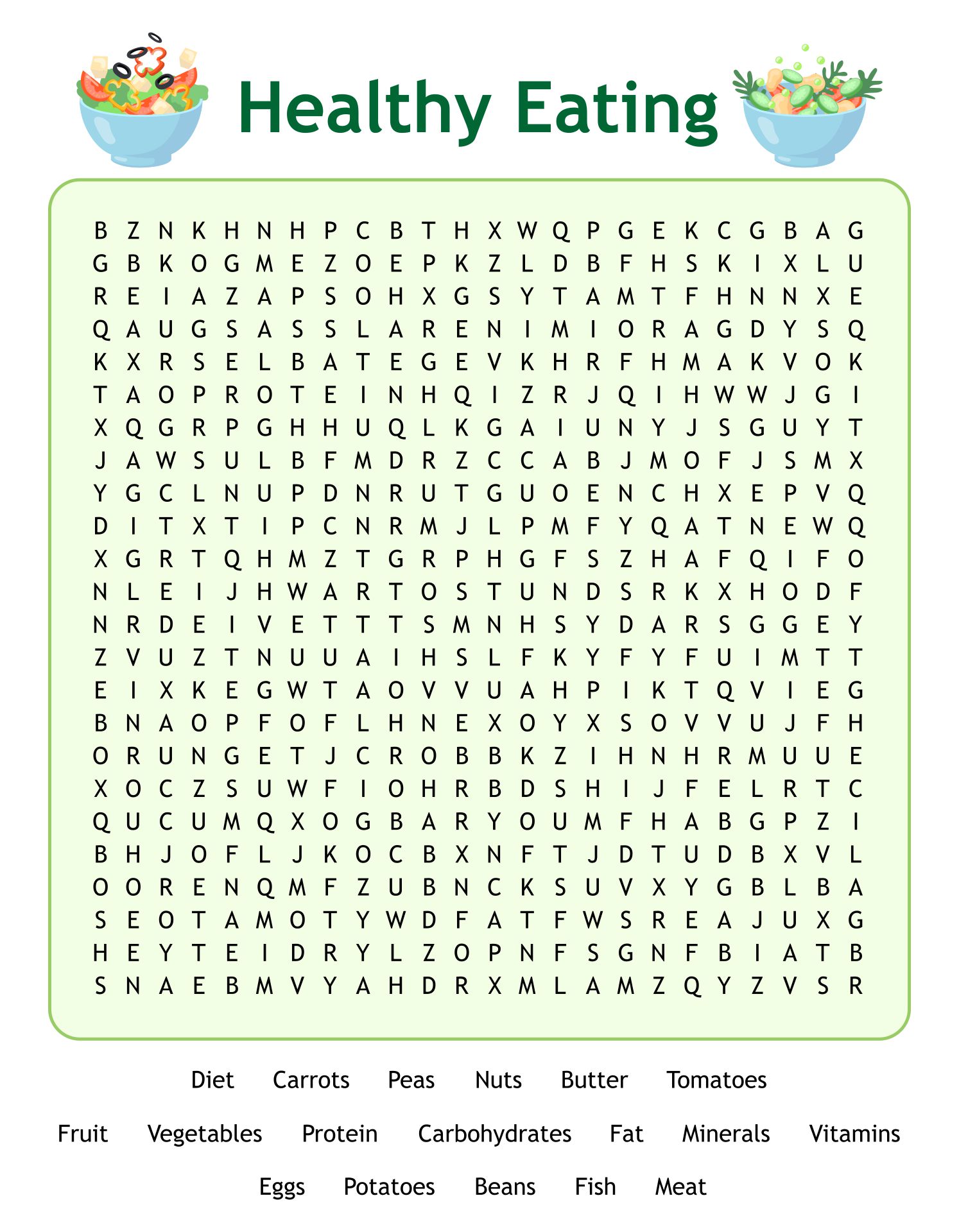 Wellness Word Search Puzzle Printable