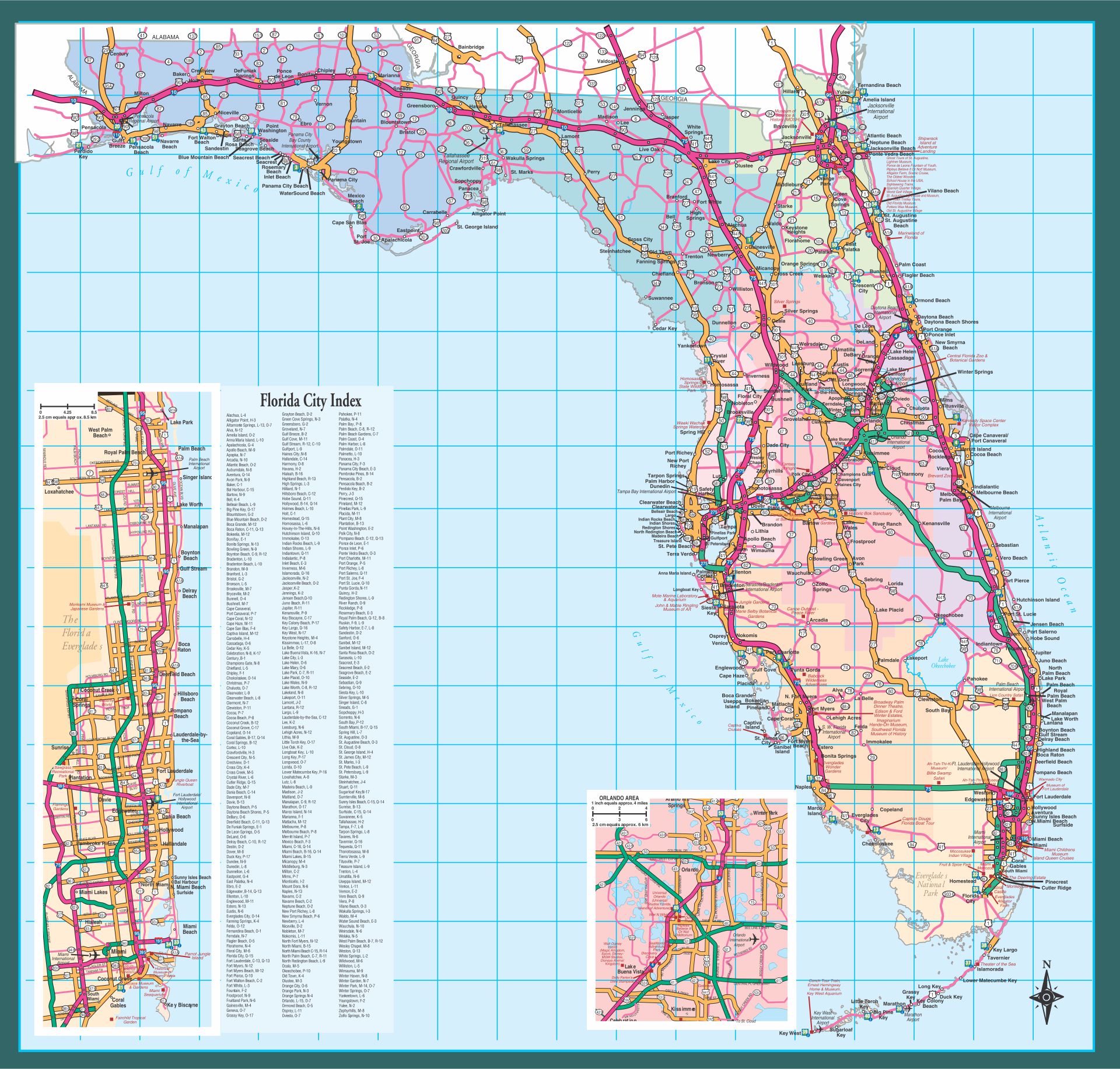 Large Detailed Roads And Highways Map Of Florida State With All Cities ...