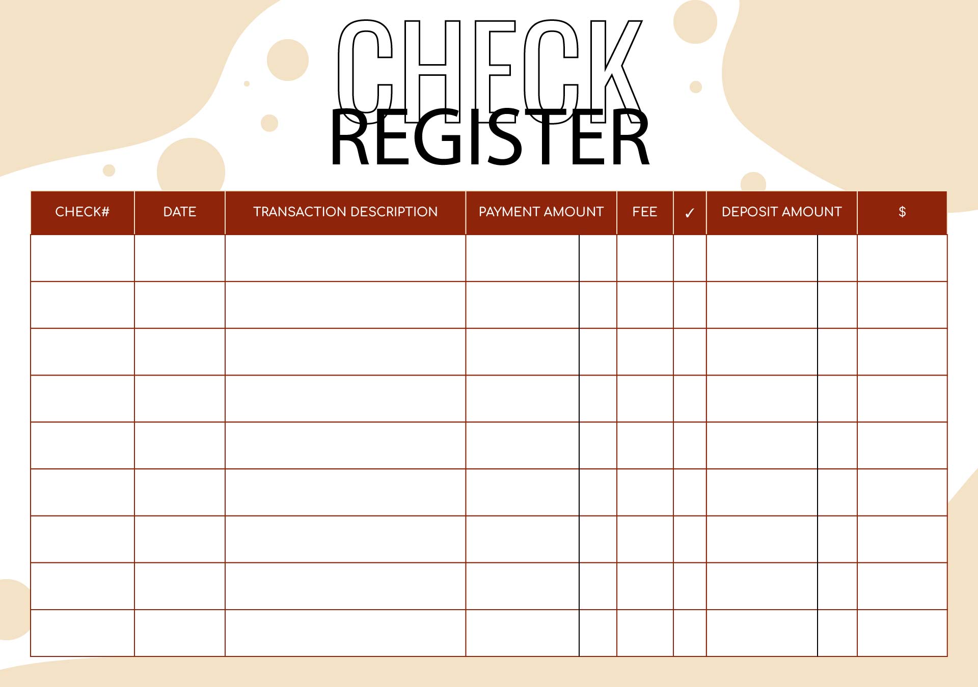 checkbook register and check sample printable