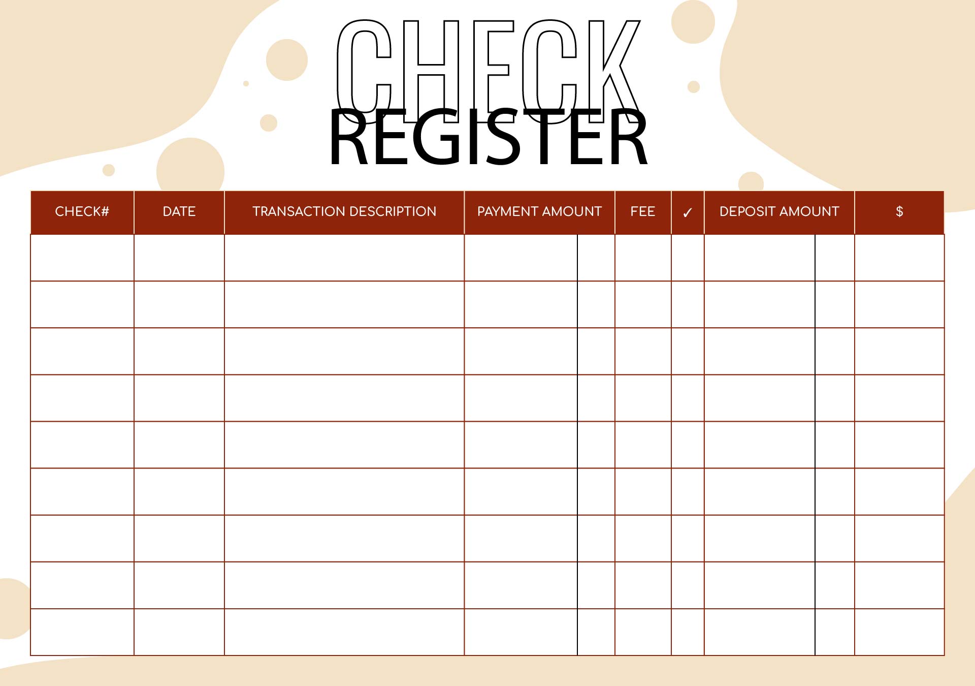 Free Printable Checkbook Register Full Page Gasmevery