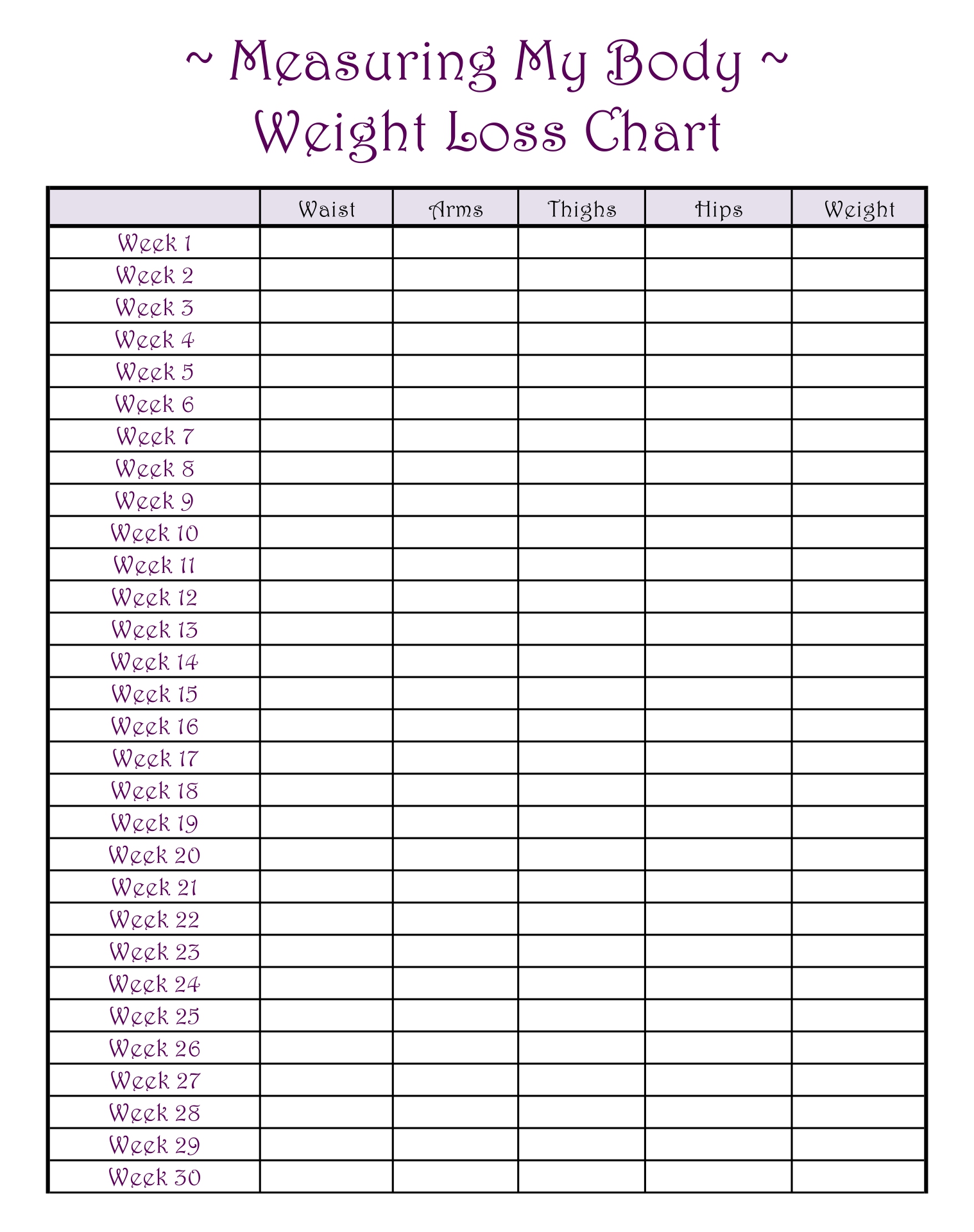 Weight Log Template