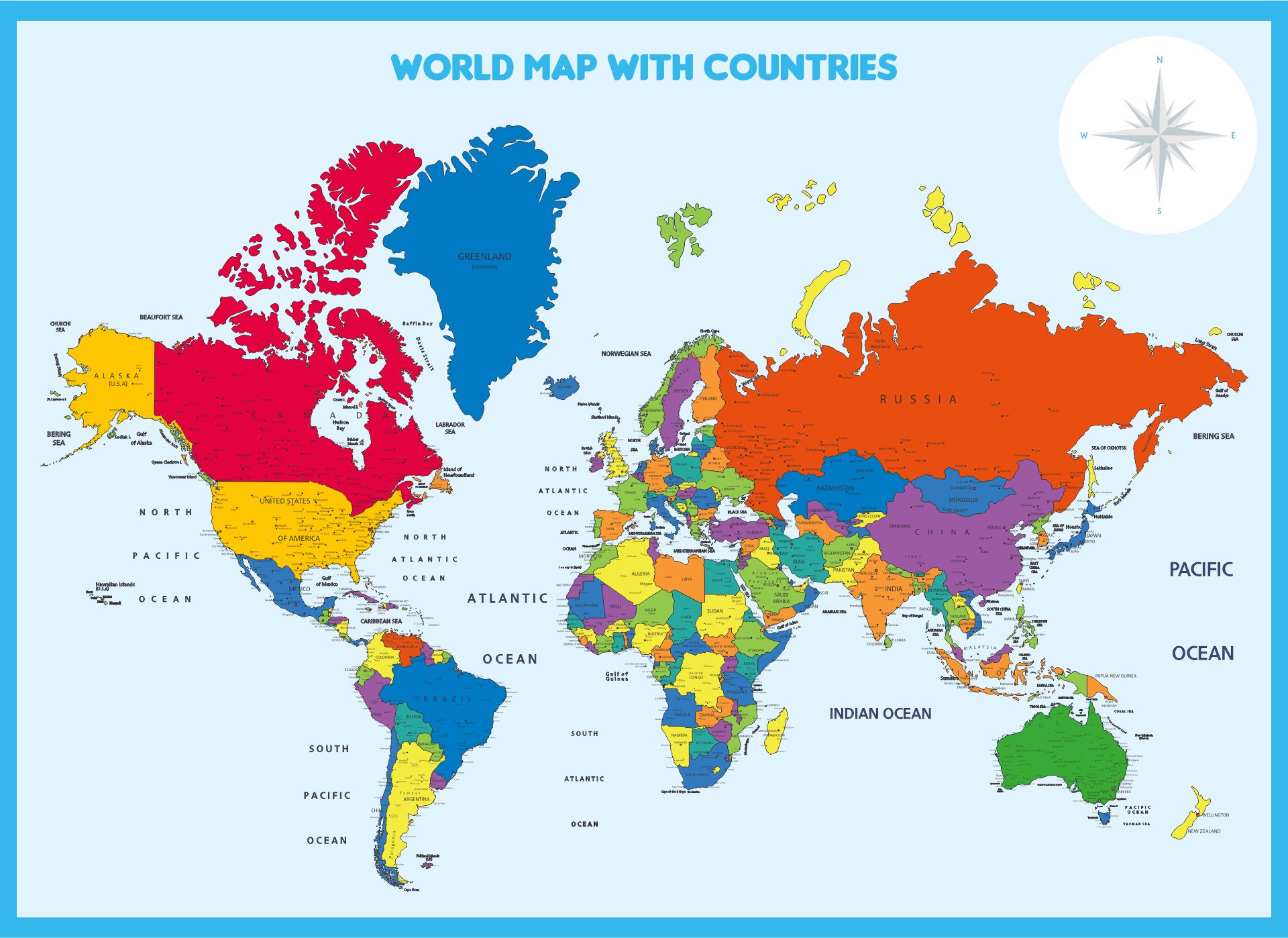 Free Printable World Map With Country Names | Hot Sex Picture