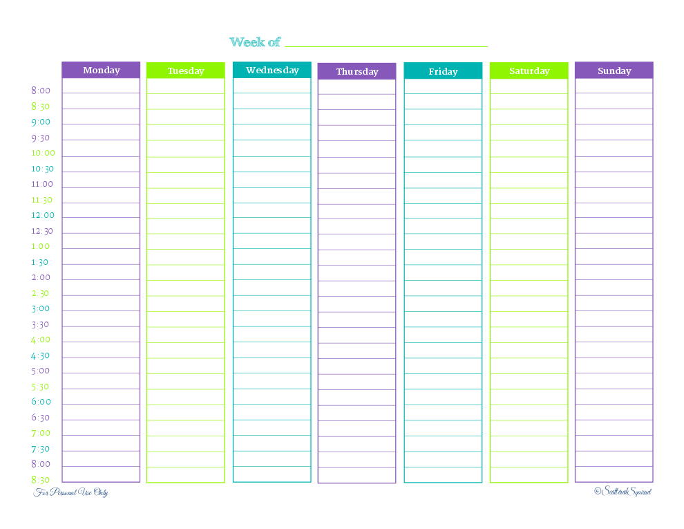 Printable Weekly Schedule Planner