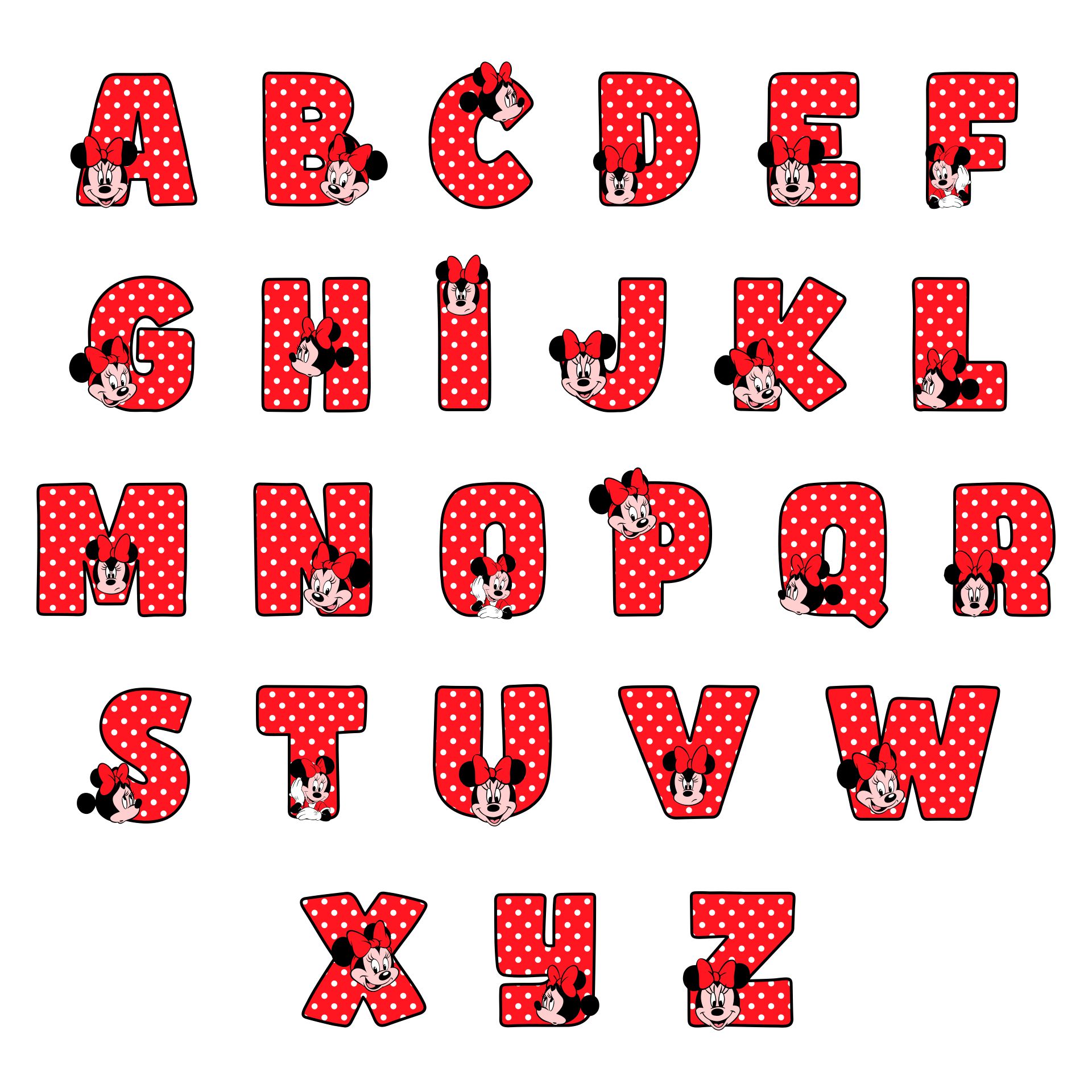 minnie mouse alphabet letters