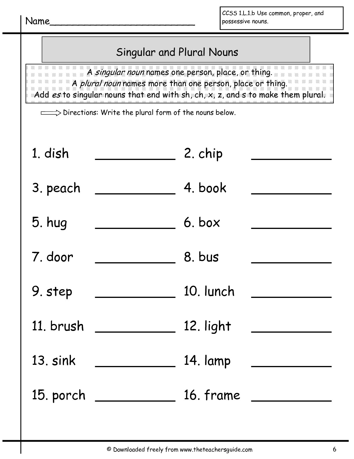 Plural Nouns Worksheets 1st Grade