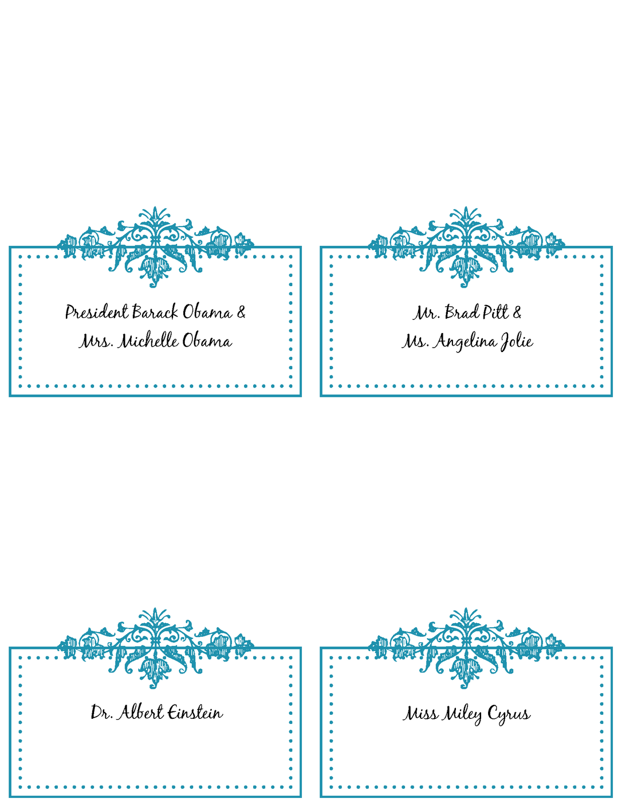 print table cards