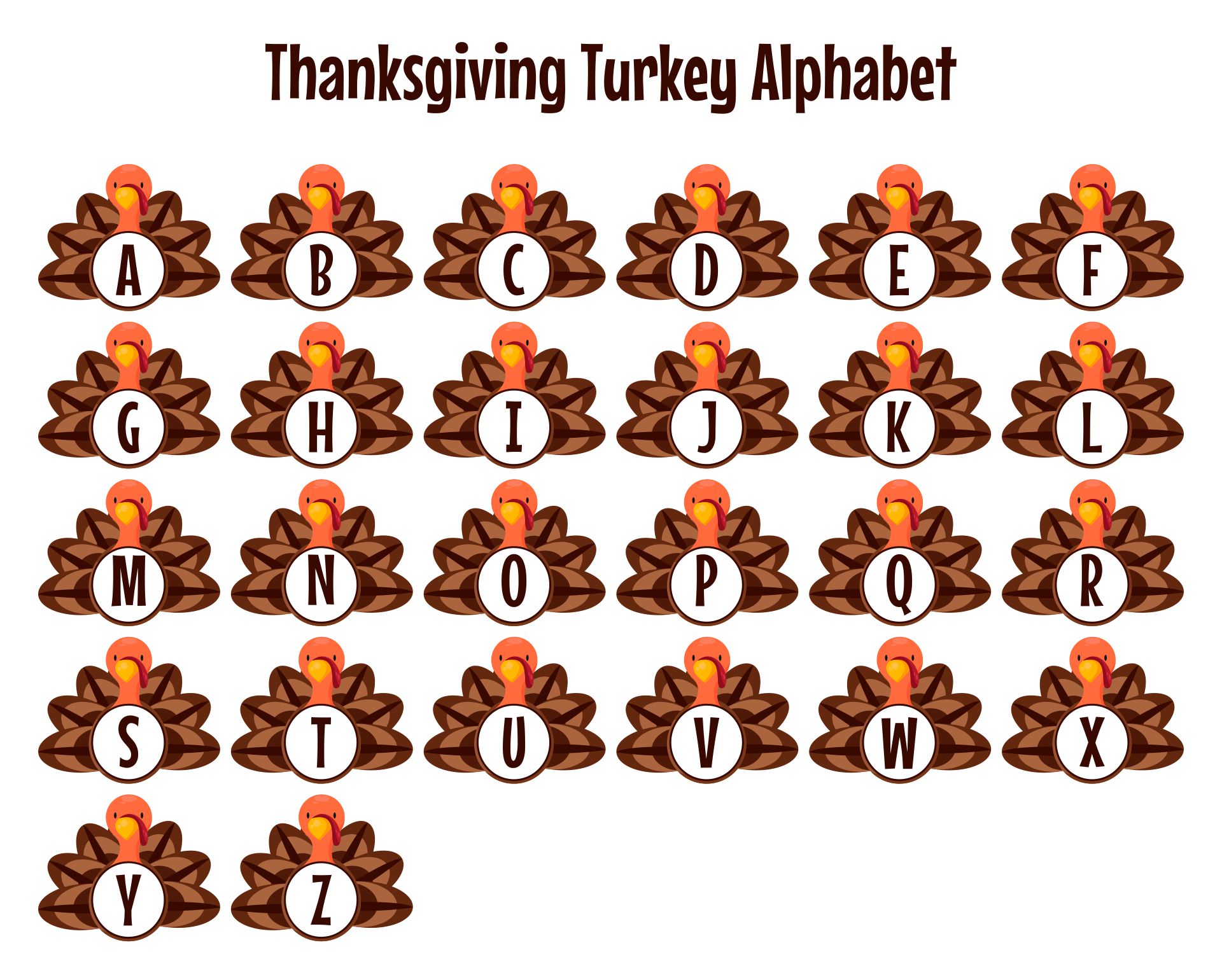 Thanksgiving Alphabet Printable