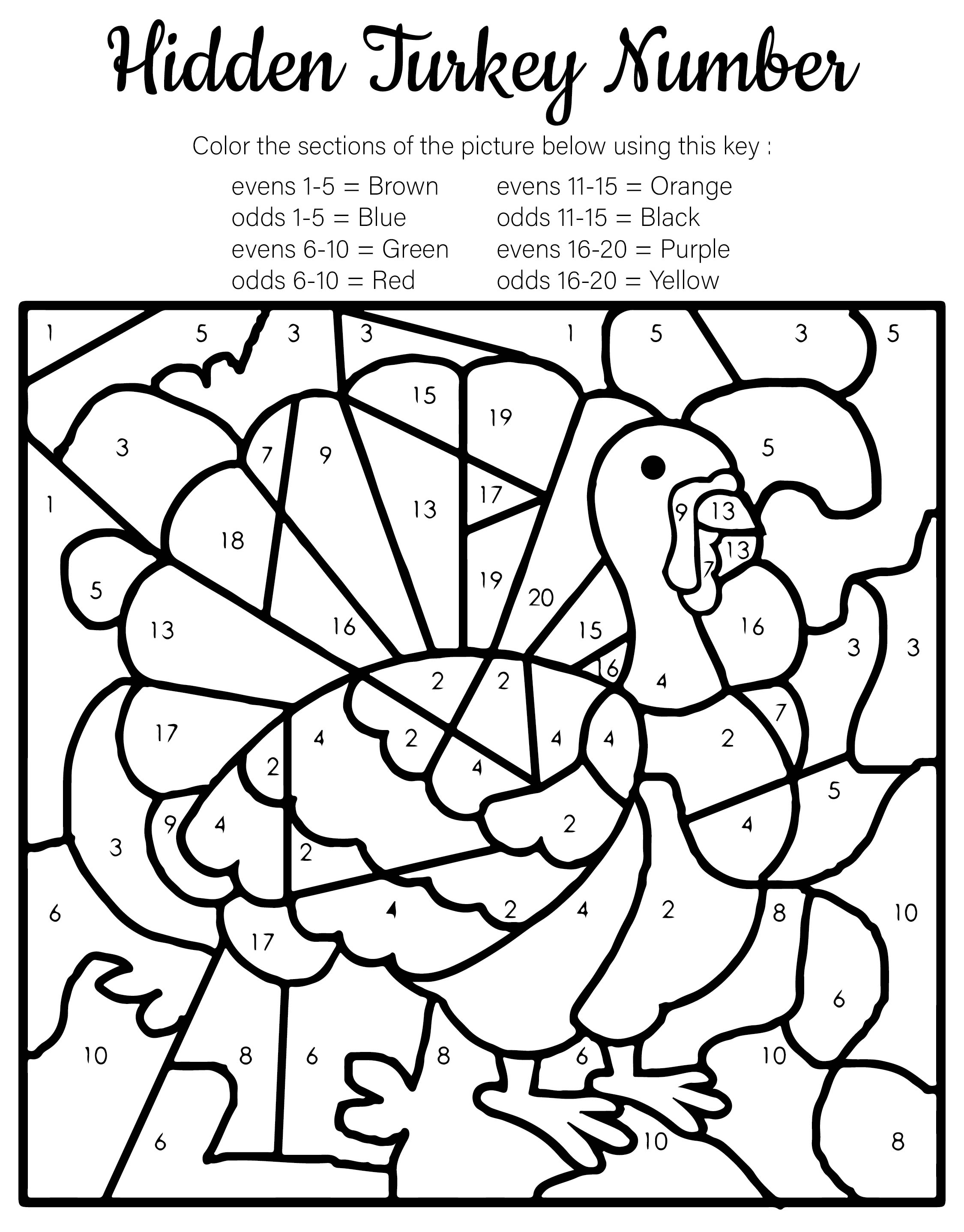 Free Color By Number Thanksgiving Printables