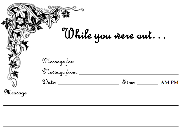 While You Were Out Message Templates Printable Free