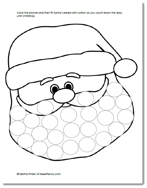 Cotton Ball Santa Beard Template