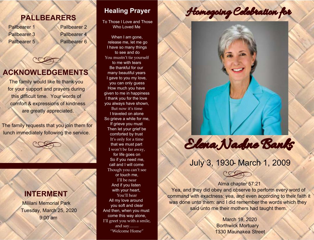 free funeral program template word download