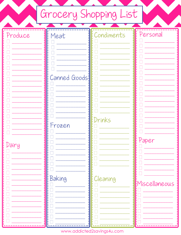 Printable Blank Grocery Shopping List